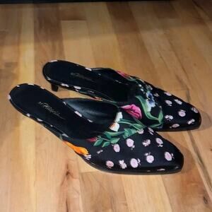 3.1 Phillip Lim Agatha Floral Silk Kitten Heel Mules Size 37.5